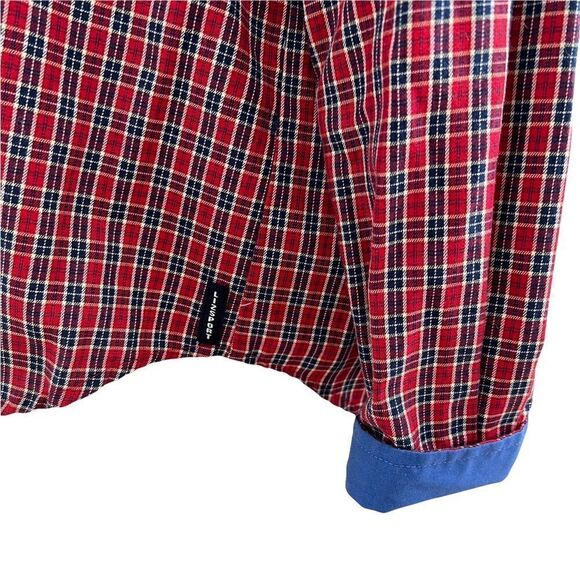 Liz Claiborne Liz Sport Red + Blue Cotton Plaid Long Sleeve Button Down Shirt M - Picture 4 of 8